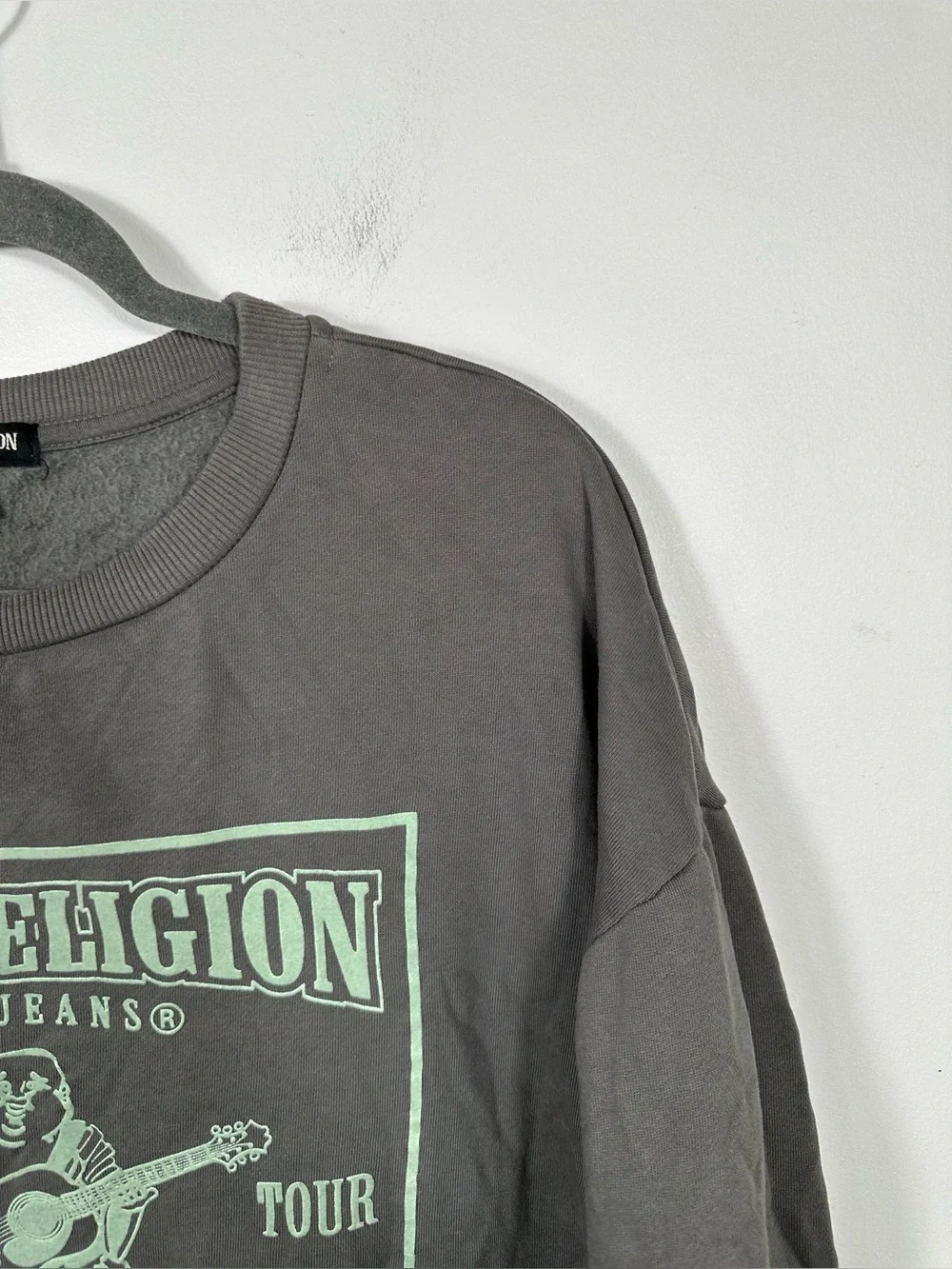 True‎ Religion Buddha Relaxed Sweatshirt Gray Graphic Pullover Size Large
